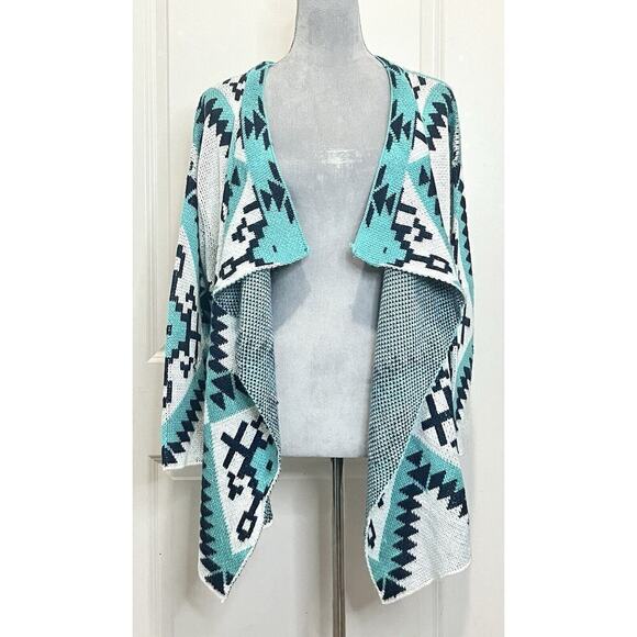 B Sharp Women’s Open Front Cardigan Top Western Navajo Tribal Aztec Dakota Sz S - Picture 1 of 13